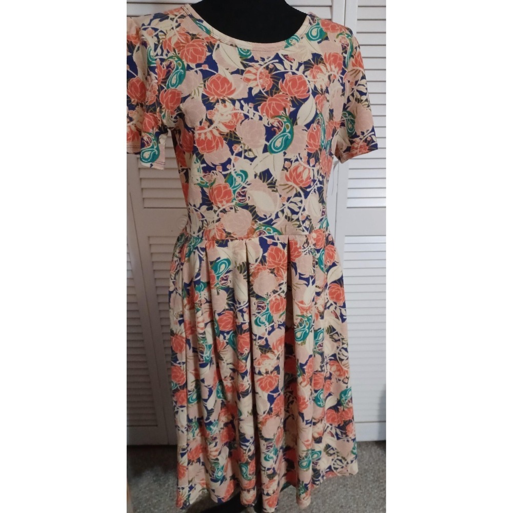 LULAROE XL ORANGE FLORAL AMELIA DRESS